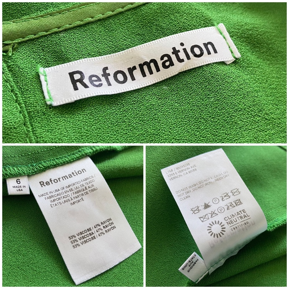 ๐ Reformation, Kelly Green Freda Ruched Midi Dress - Picture 15 of 16